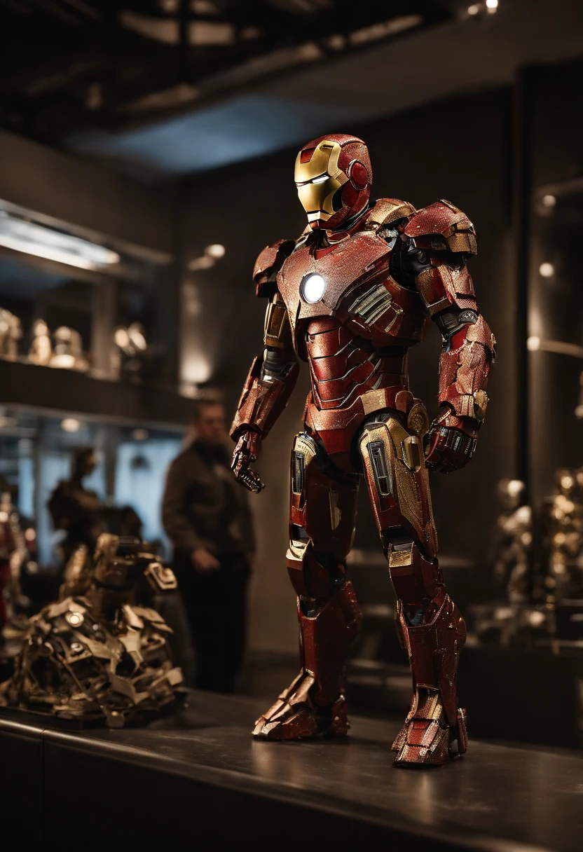 Envision an extraordinary scene featuring an Ironman suit crafted entirely from an intricate assembly of small scrap parts, each contributing to the overall marvel. Dive into extreme micro-details, capturing the diverse array of components that form this unconventional yet compelling version of the iconic suit.
Highlight the individual scrap parts, showcasing the diversity in shapes, sizes, and textures. Emphasize the inventive use of everyday objects, from gears and bolts to wires and discarded machinery, meticulously arranged to form the various components of the suit.
Zoom in on the details of how these scrap parts interconnect, demonstrating the resourcefulness and creativity in their assembly. Showcase the wear and tear on each piece, conveying the history and repurposed nature of the materials used.
Consider the lighting to accentuate the texture and variety of the scrap parts, using directional light to cast shadows that highlight the three-dimensional nature of the suit. Create a visually compelling atmosphere that enhances the ingenuity and uniqueness of this unconventional Ironman creation.
Imagine the Ironman suit in a dynamic pose, emphasizing its ability to transcend its humble origins. Integrate a backdrop that complements the theme, perhaps a workshop filled with discarded items or an urban environment that contrasts with the makeshift nature of the suit.
This detailed prompt aims to inspire the creation of an exceptionally detailed and visually striking depiction of an Ironman suit crafted entirely from small scrap parts, with extreme micro-details that showcase the inventive assembly and resourcefulness in its design.