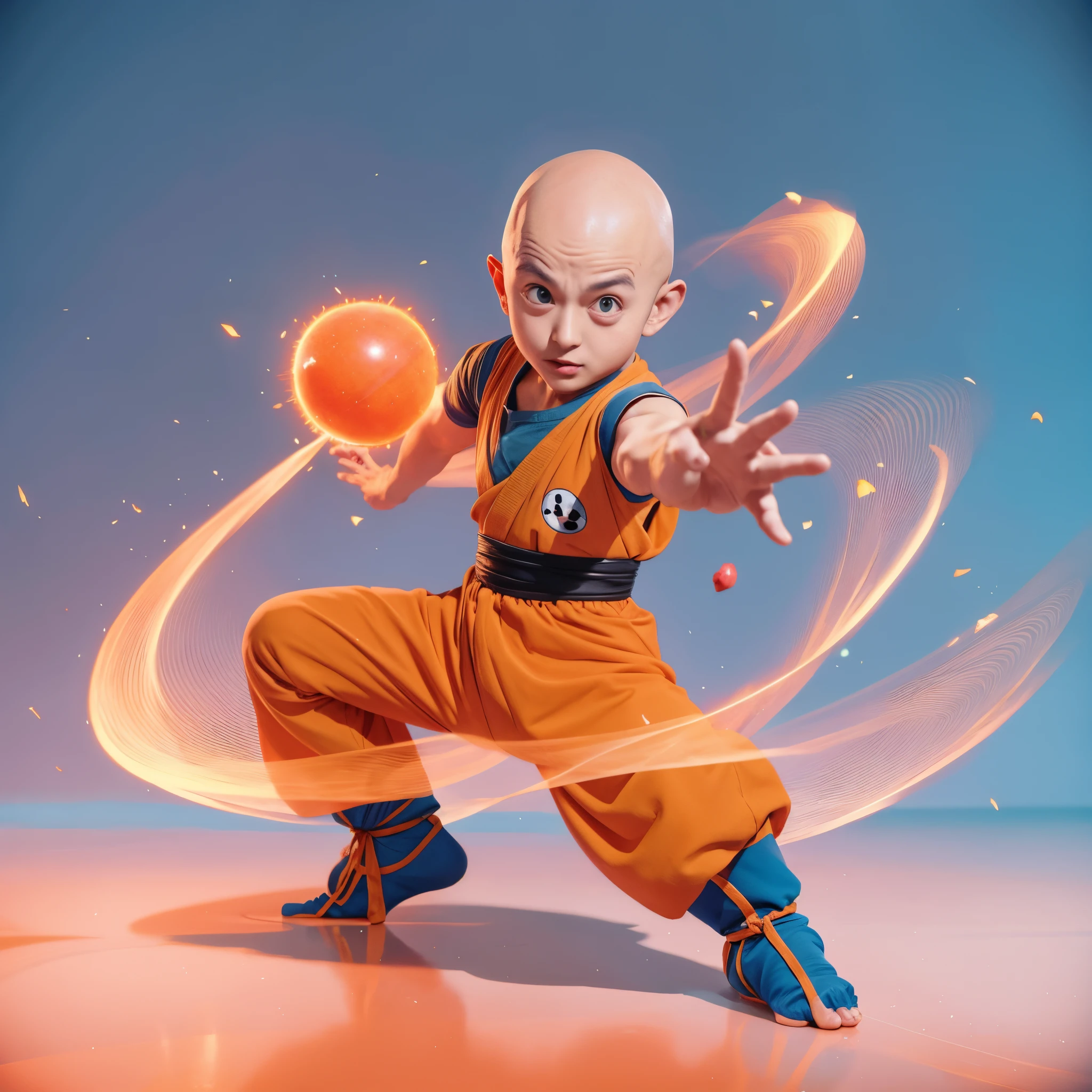 Kuririn, Make up the battle of action, bald, realistic, real