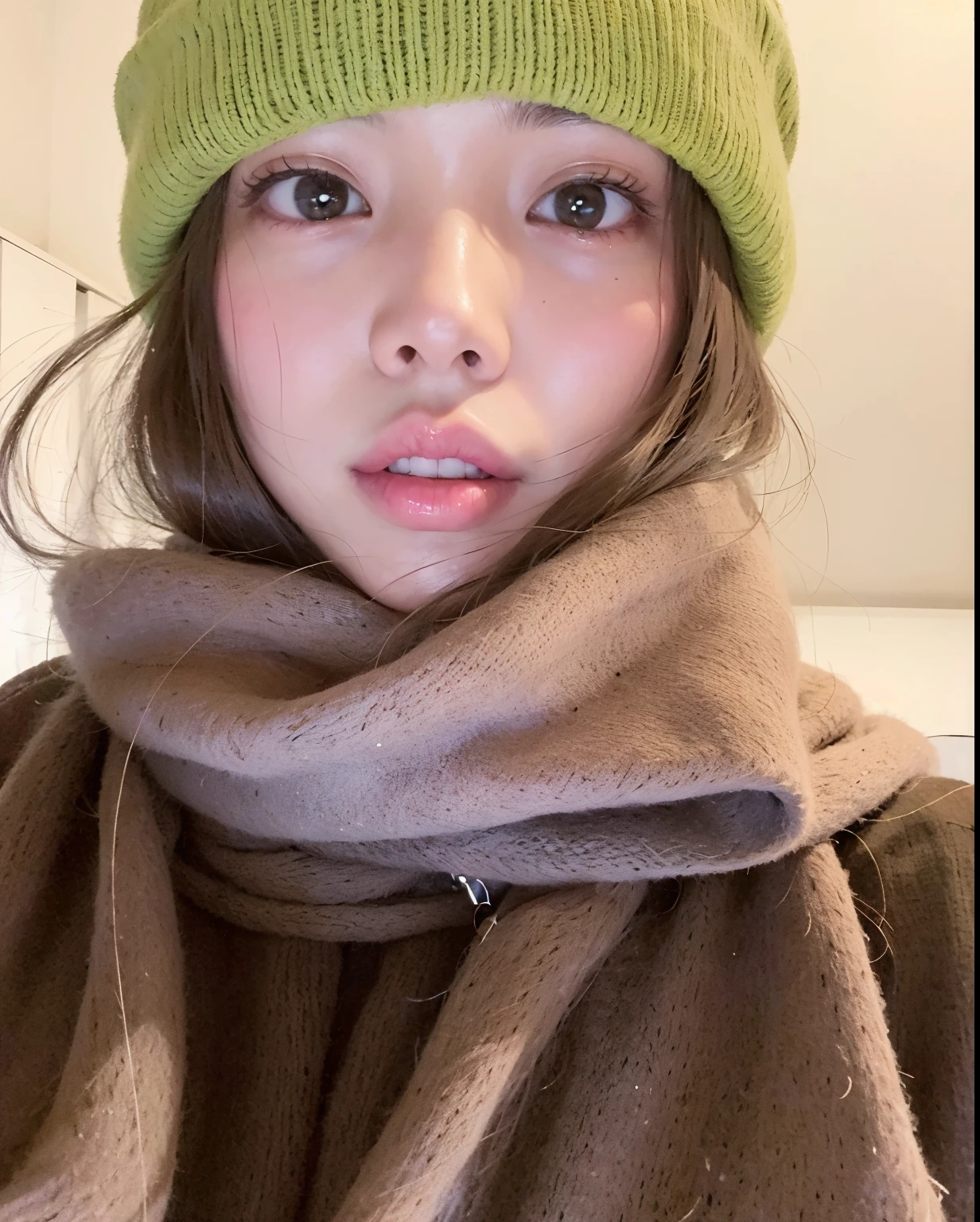 arafa girl wearing a green hat and scarf and a scarf, jennie blackpink, Bae Suzy, jossi do blackpink, echarpe, Lalisa Manobal, Heonhwa Choe, Her skin is light brown, vestindo um pescador 🧥, Jaeyeon Nam, gemma chen, com rosto preciso, Parque Roseanne do Blackpink, Lulu Chen, Parque Ji-min