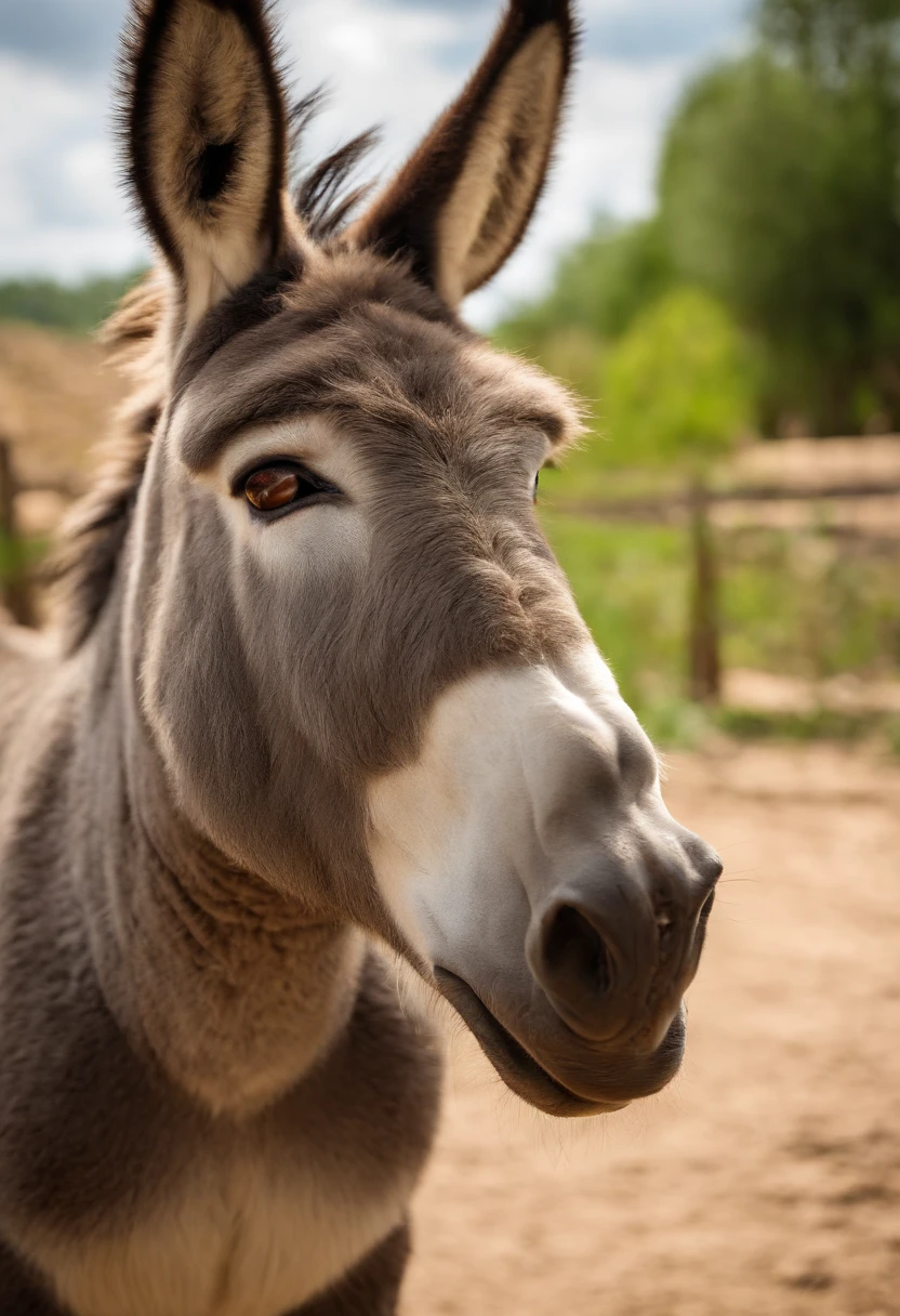 A close-up of Donkey playing basketball with some frogs,Shrek,Donkey, the beloved character from the “Shrek” film series, is a small, gray donkey with wide, expressive eyes and an ever-present enthusiastic smile. His scruffy appearance, complete with a slightly tangled mane and a small, wagging tail, adds to his charming and endearing character. Donkey’s animated expressions and energetic body language play a significant role in conveying his emotions and enhancing the humor in his scenes.