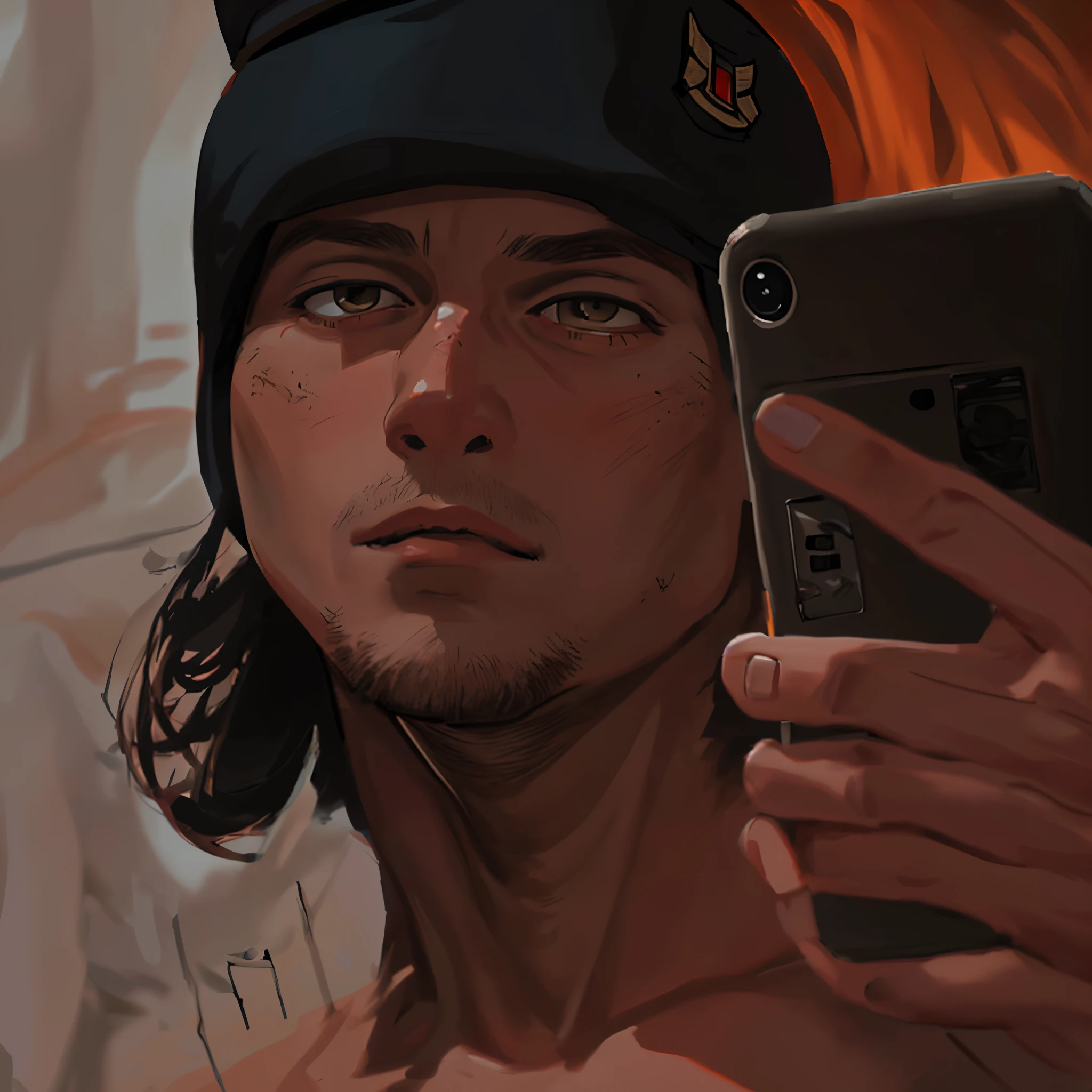 an army captain, Esqueleto, Chamada fantasma do dever, Selfie, 4K hiperrealista