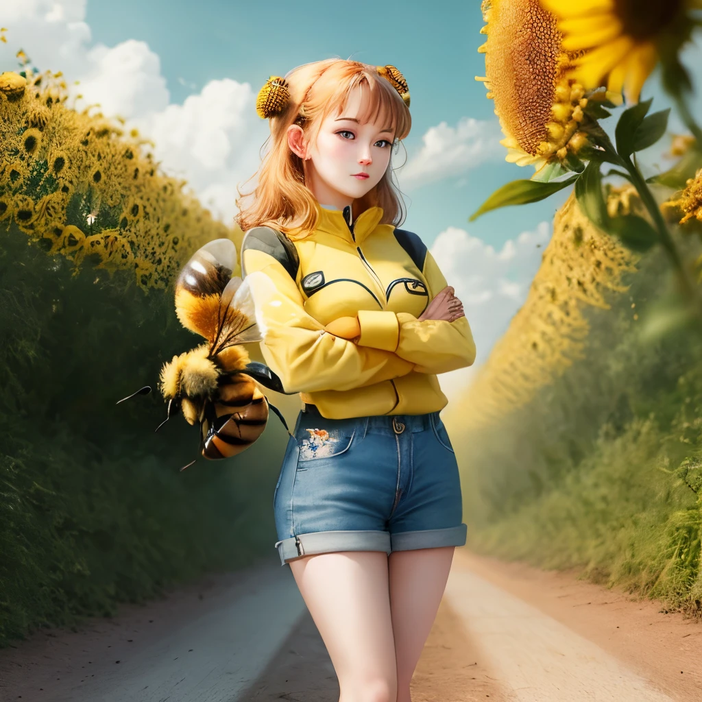 Honey bee crossing arms at crotch