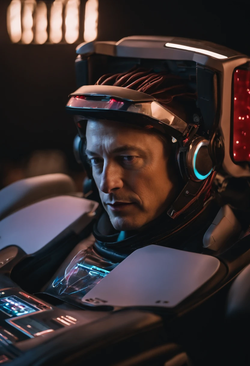 A photo of the character testing a prototype of Elon Musk's brain-computer interface.,original,elon musk