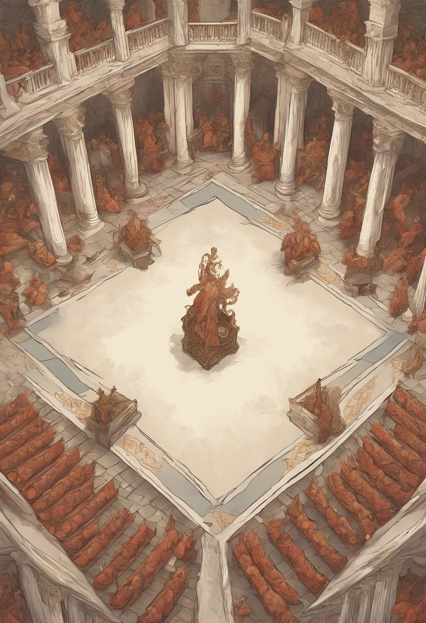 A massive room from a top-down angled perspective, lined with perfectly symmetrical rows and columns of bodies covered by individual white shrouds, looking almost ceremonial or ritualistic