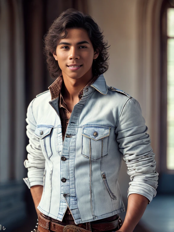 Prompt
n rococo art style, front view, wide shot, superrealistic, superdetailed, a young latino, leadership body language, ridding a white horse, perfect anatomy, young, staring to the viewer, very skinny slim body, detailed muscles, brown hair, hidden smiling, peaceful gaze, nice smile, wearing white shirt, metal blue jacket, white pants, and brown boots, masculine look, a plantation house behind, river, cotton