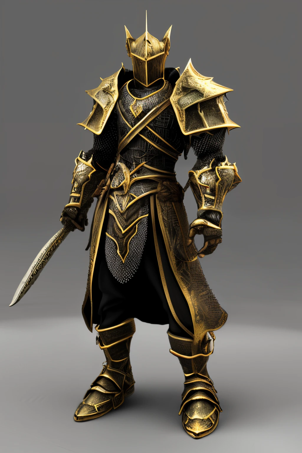 Dark fantasy black and gold knight