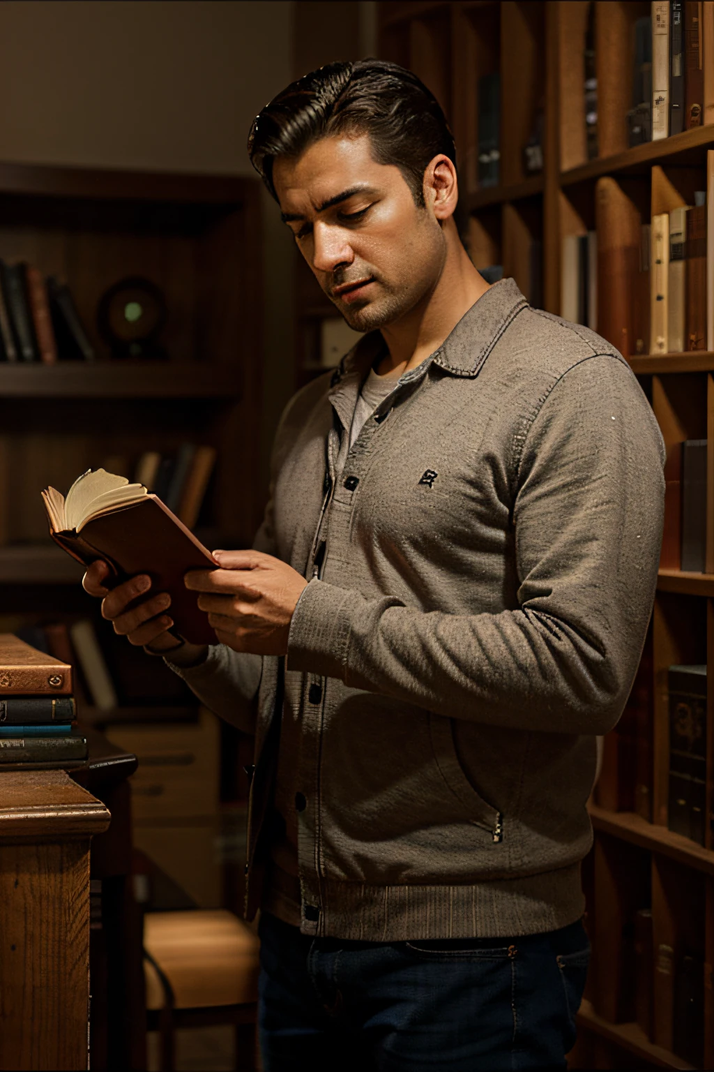 image of a man thinking with a book in his hand