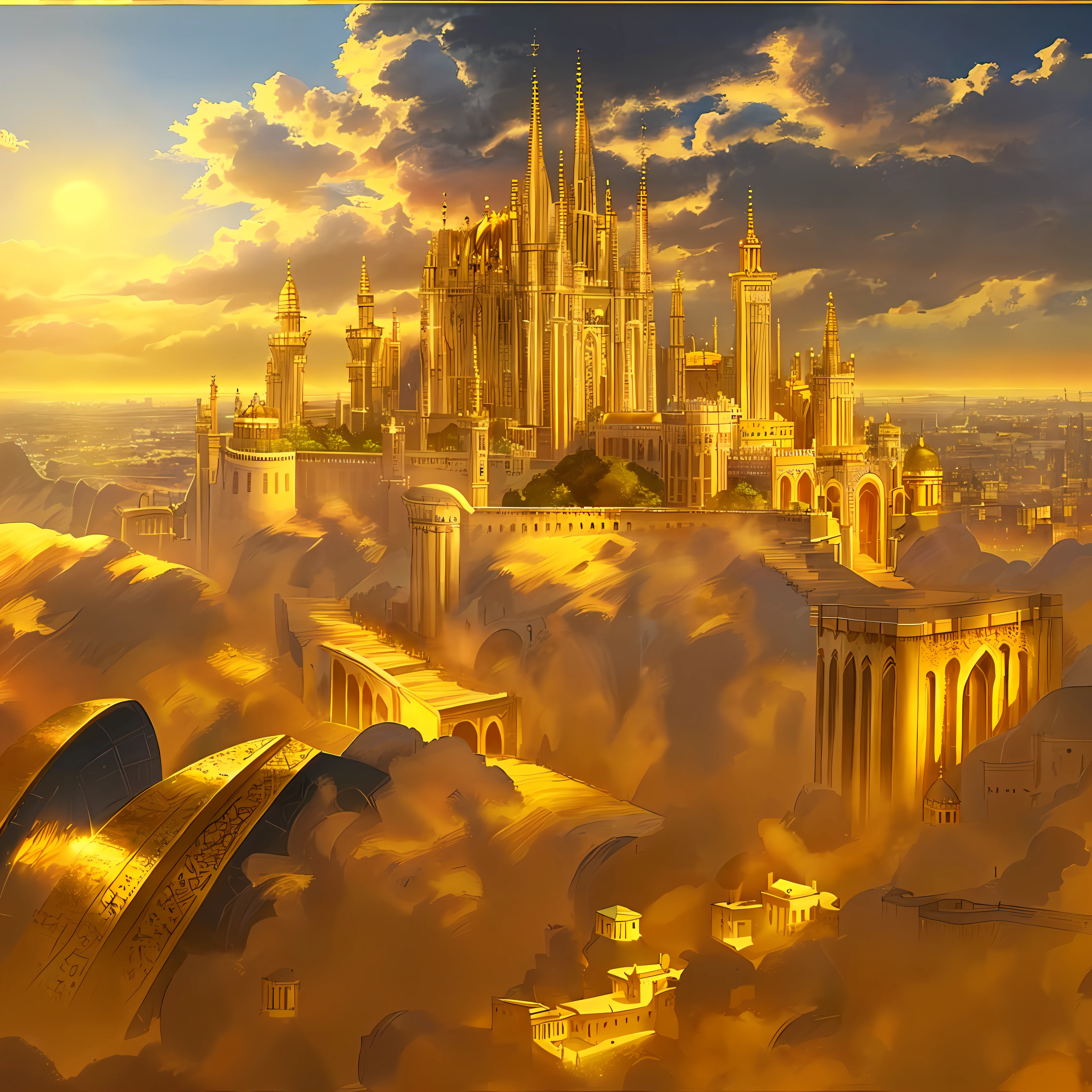 On the horizon, a kingdom bathed in pure gold, with a great city surrounded by golden walls.