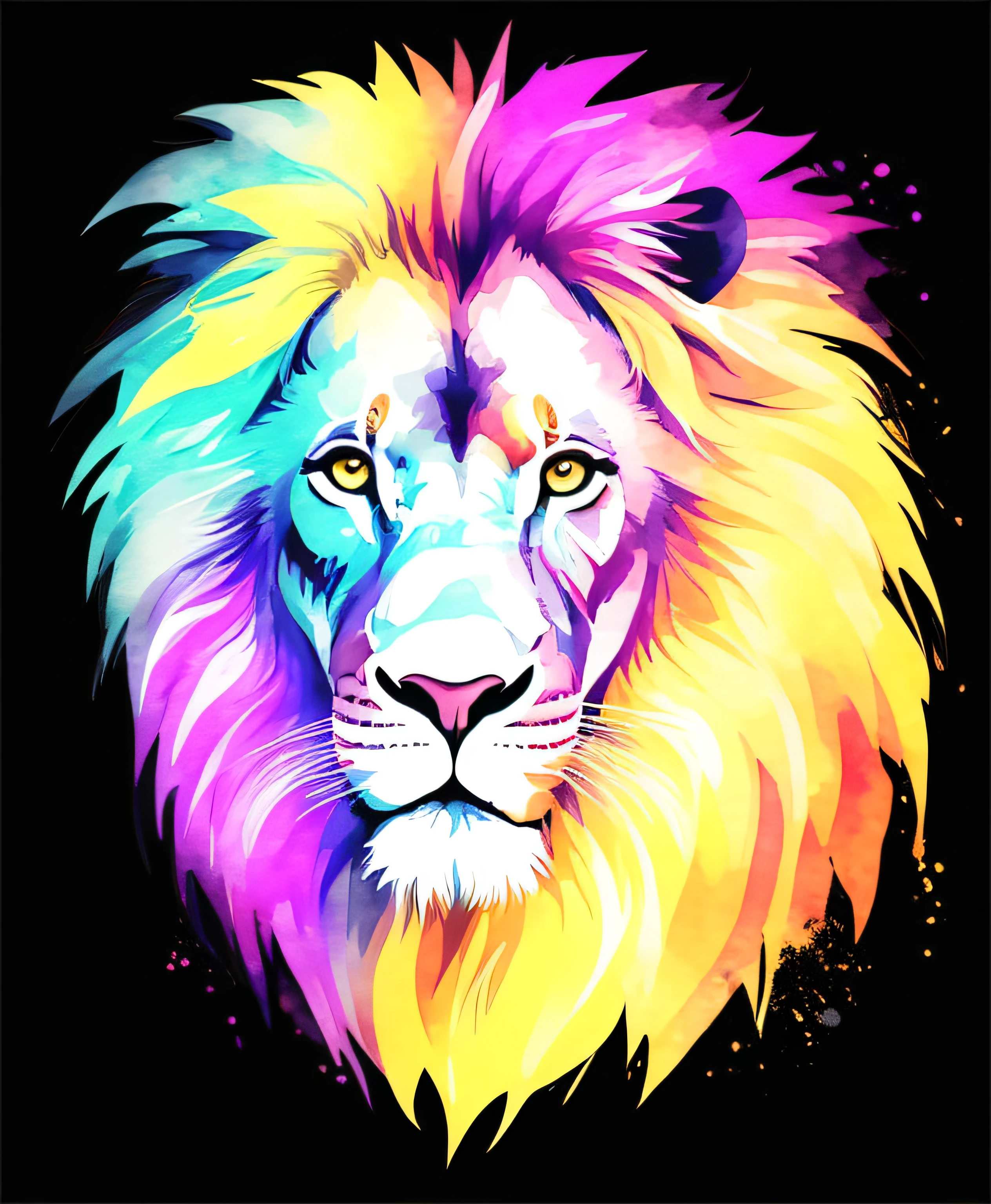 brightly colored lion on black background with watercolor effect, lion head, wallpaper 4 k, wallpaper 4k, prideful look, painted in gray and orange water colors, lion, colorful hd picure, beautiful art uhd 4 k, half lion, fierce expression 4k, with the mane of a lion, amoled wallpaper, digital art animal photo, amazing wallpaper