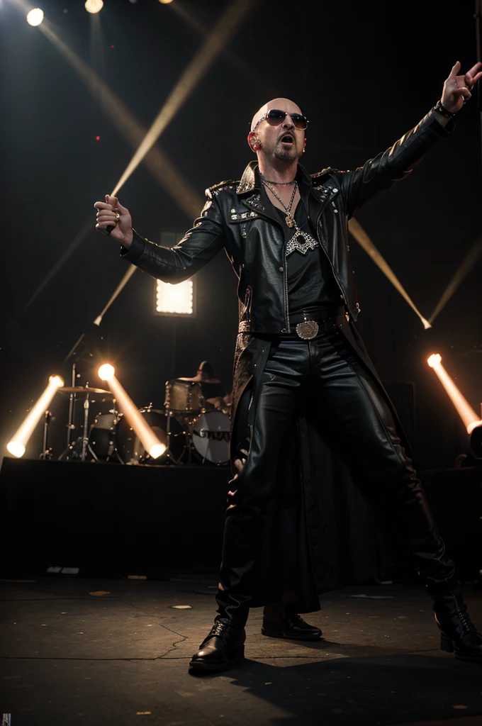 Masterpiece Photorealistic - Rob Halford Singing on Stage with Judas Priest, Epic Light show