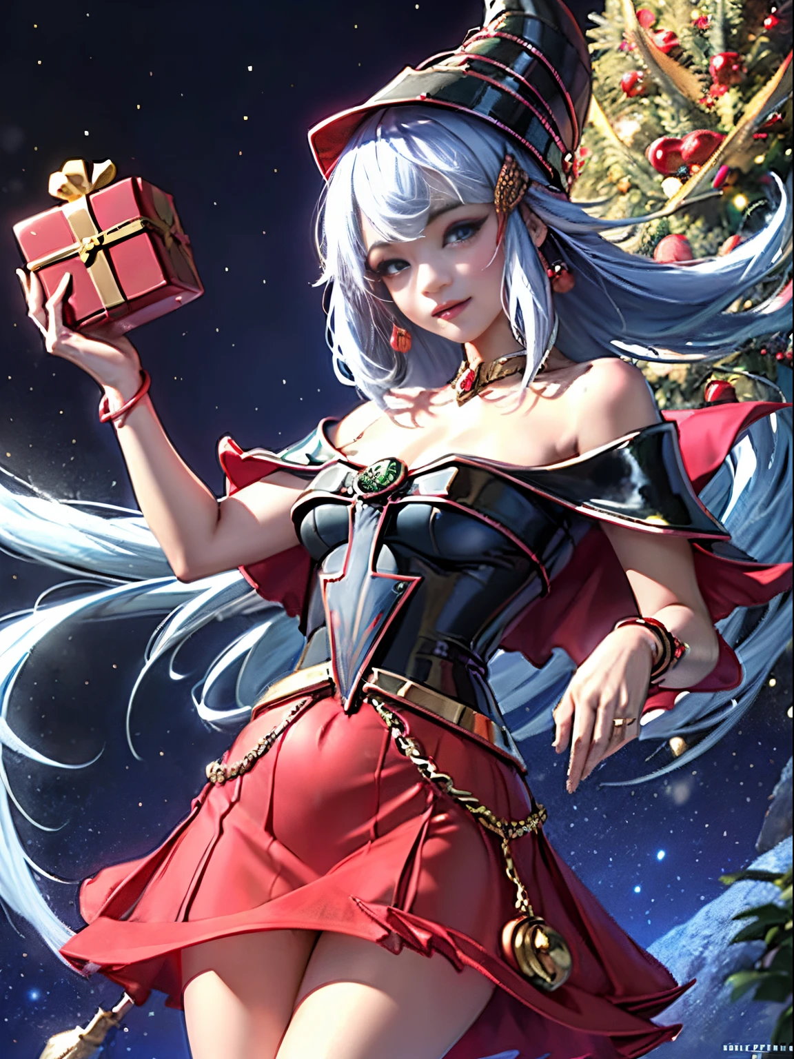 Zoom in closely on intricately designed 3D basic symbols and shapes adorned as festive ornaments. Capture the minute details, turning Christmas decorations into a geometric wonder. enormous tits, (full body:1.5)