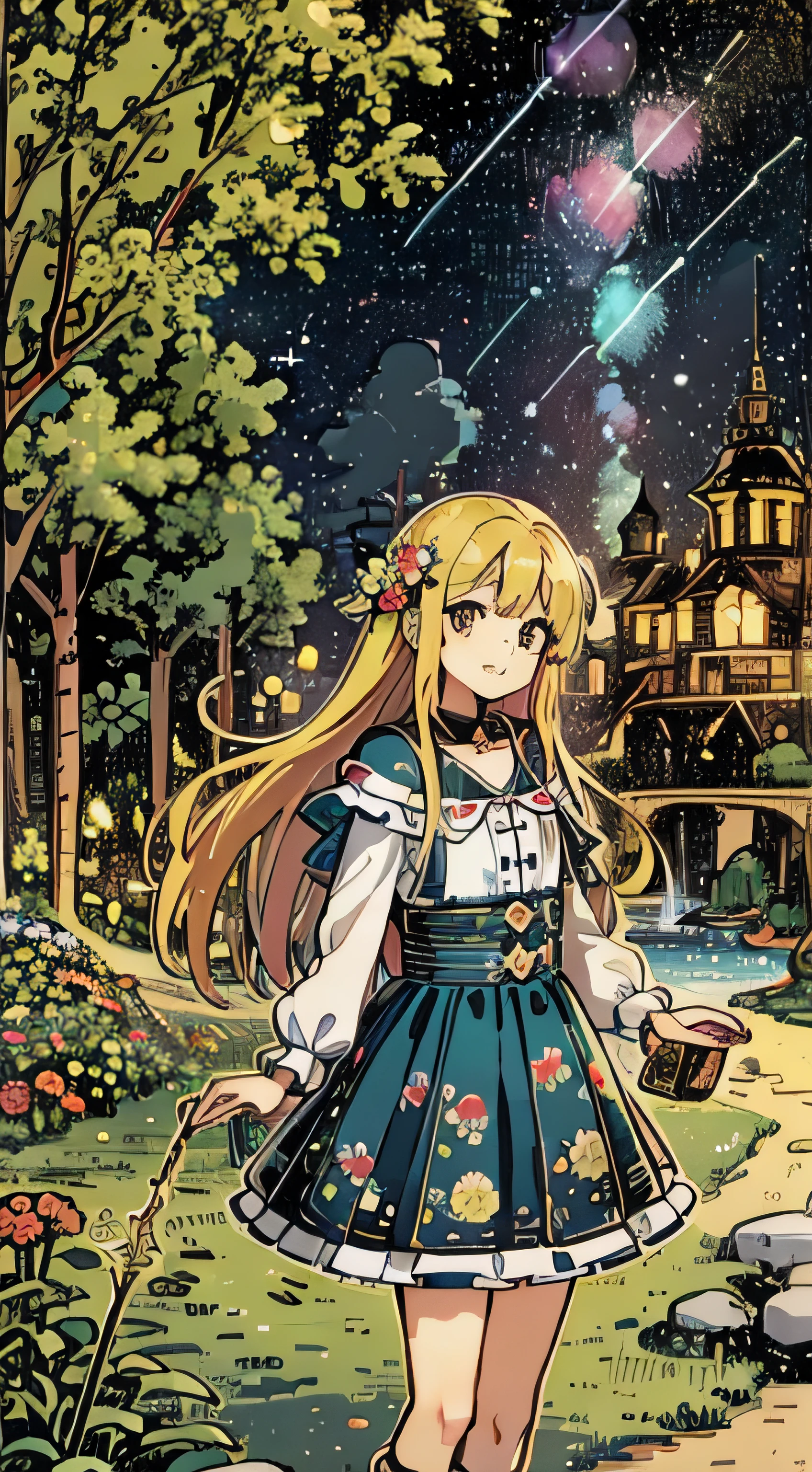 (tmasterpiece、noodle、Super refined、A high resolution)),(tarot cards、Yu-Gi-Oh cards、card border:1.5、Mark:1.5),(be free、Dolce、𝓡𝓸𝓶𝓪𝓷𝓽𝓲𝓬、adventuring、boldness、Travel Elements),The background is a cliff,o cachorrinho,Flowers,meteor shower,natta