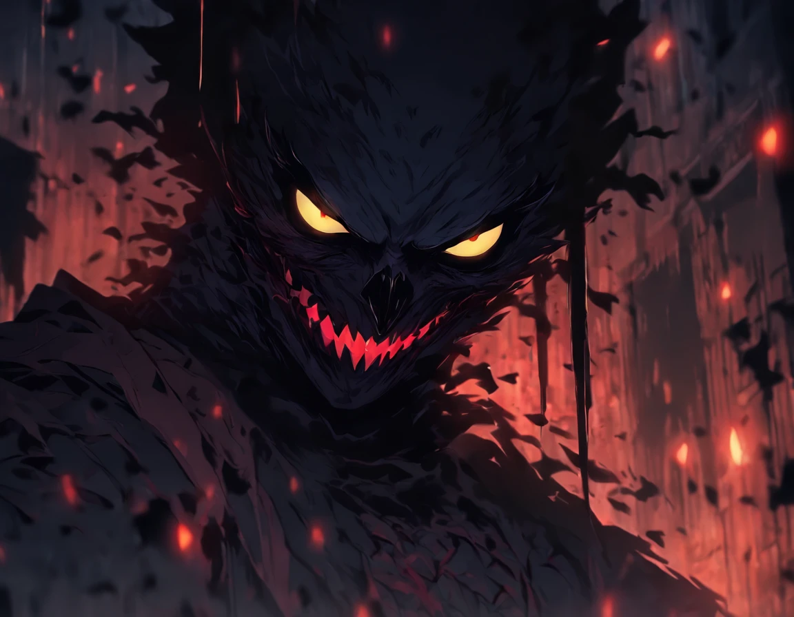 (detailed mask:1.2),(dark,evil) atmosphere,(mysterious,ominous,gritty) texture,1demonic character,sharp fangs,glowing red eyes,long sharp horns,pale skin,black claws,overgrown dark forest,ominous moonlight,heavy fog,spooky ambiance,bloody red color scheme,haunting shadows,creepy mist,horror genre,nightmarish,dynamic lighting,high contrast,ethereal feel,vivid colors