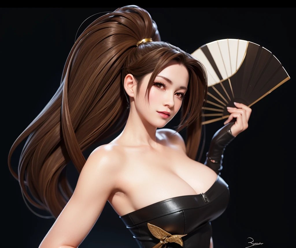 Mai Shiranui, (best quality, ultra-detalhado, Realistic:1.37), rosto delicado, rosto detalhado, Sweet smile expression, corpo perfeito, Textura ultrarrealista, Retrato, vivid colors, soft lighting