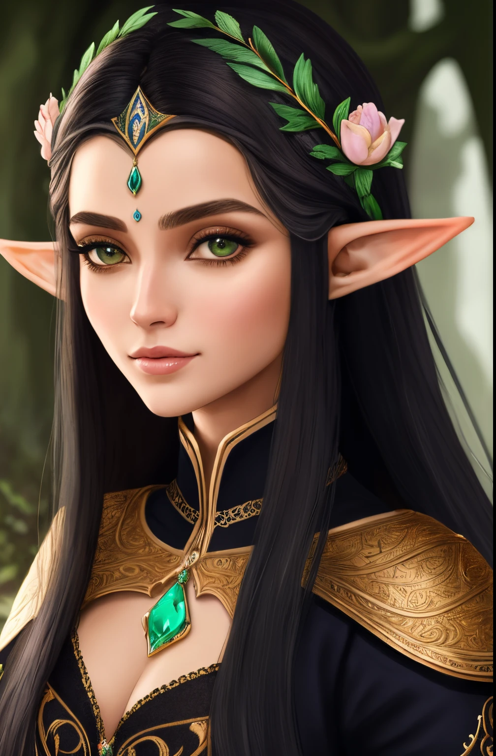 um close up de uma mulher em uma roupa de couro preto, elfo feminino bonito e elegante, Retrato de elfo muito bonito, elven character with smirk, muito bonito elven top model, Elfo Feminino, Rainha elfa bonita e elegante, Cavaleiro elfo sedutor da princesa, elfa, princesa elfo escuro, Retrato de um elfo, Retrato de uma rainha elfa, ultra realista, intrincado, 8k extremamente detalhado