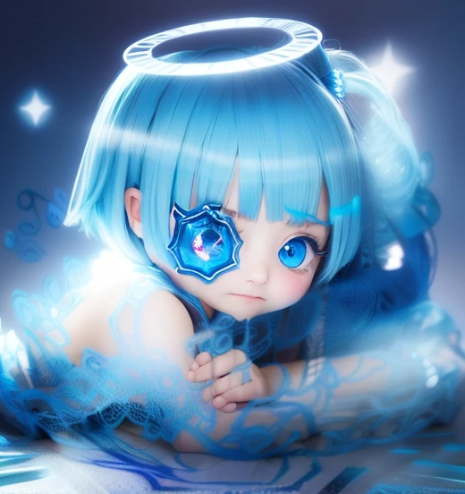 blue hairs、realisitic、Circle of Angels、Blue eyes
