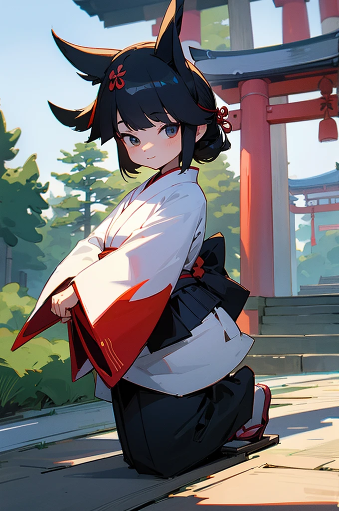 score_9, score_8_up, score_7_up, source_anime, best quality, masterpiece, official art, absurdres, highres, ultra-detailed,waifu2x,Collection: Slice of Life,break,1girl, ninja, noh mask, mask on head, short hair, breasts, beautiful detailed eyes, byke shorts, scarf, sweat, open mouth, expressionless, ninja stance, outdoors, torii, wind,break,(clear line illustration:1.2), super detailed skin,very high resolution, very aesthetic, Best sexual lighting powered by famous artist, 8k,cute picture,beauty illustration,photoshop_(medium),,(Detailed Lighting),best anime 8k konachan wallpaper, pixiv contest winner,