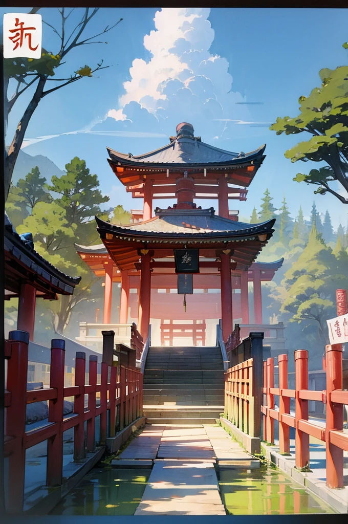 Q version Japanese shrine postcard with background removed