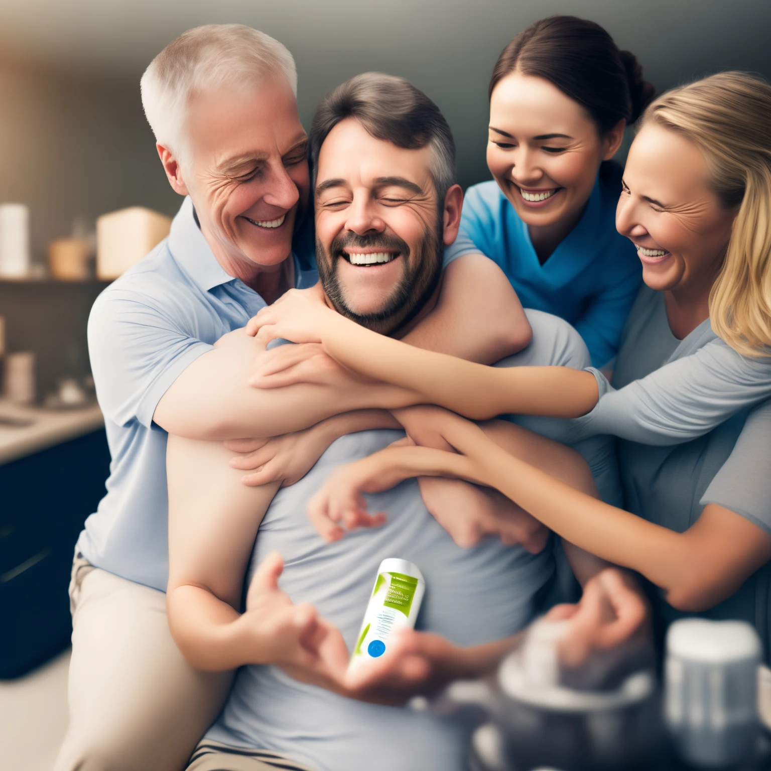 Diabetes images men and women are happy hold a supplement product