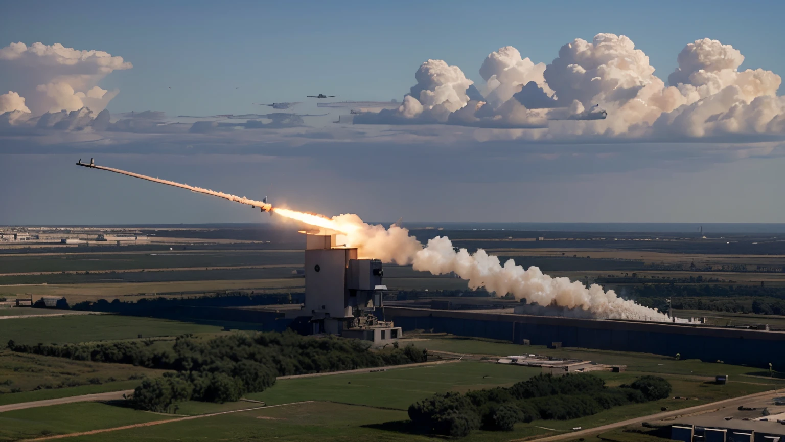 Iron dome system targeting missile mid-air