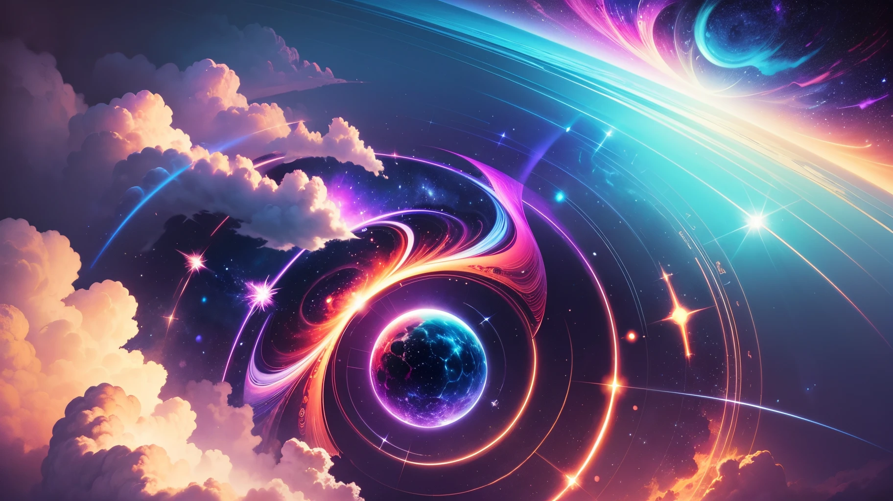 Create an NFT with the following characteristics: title: "A Cosmic Day" A digital artwork that represents an epic journey through the cosmos, com cores vibrantes e detalhes intrincados. --auto --s2