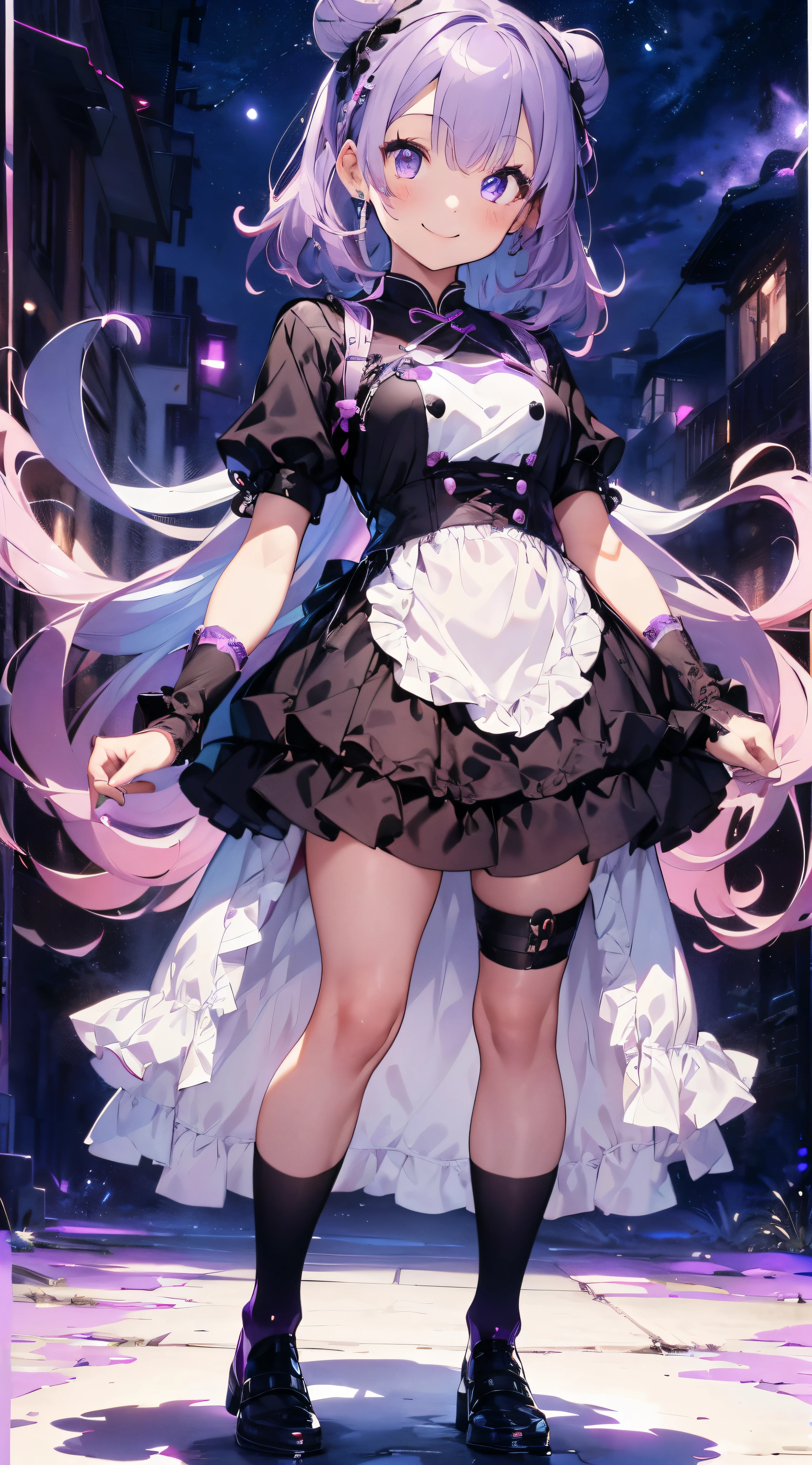 (masuter piece、Best Quality、Detailed、8K, 4K, Illustration、hight resolution、Detailed beautiful eyes:1.2)、(Slouched:1.2)、cowboy shot、foco nítido、Evening glow、beauitful face、Sharp pupils、(From below:1.2)、Modern Cafe、18 year old beautiful girl、A slender、shinny skin、bob cuts、Beautiful dark purple hair、Purple eyes、inside in room、Apron Dresses、Maid costume、knee sox、(Skirt Roll Up、I can see the white panties、Holding the skirt with your hands、Embarrassed look、I'm in a hurry、Shake your head:1.2)、