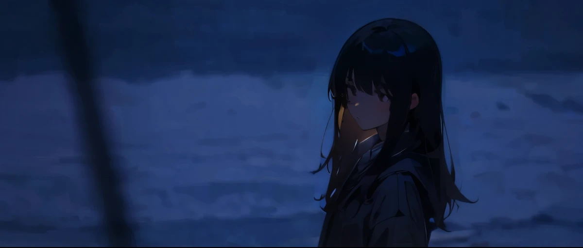 A dark-haired girl looking melancholy into the camera