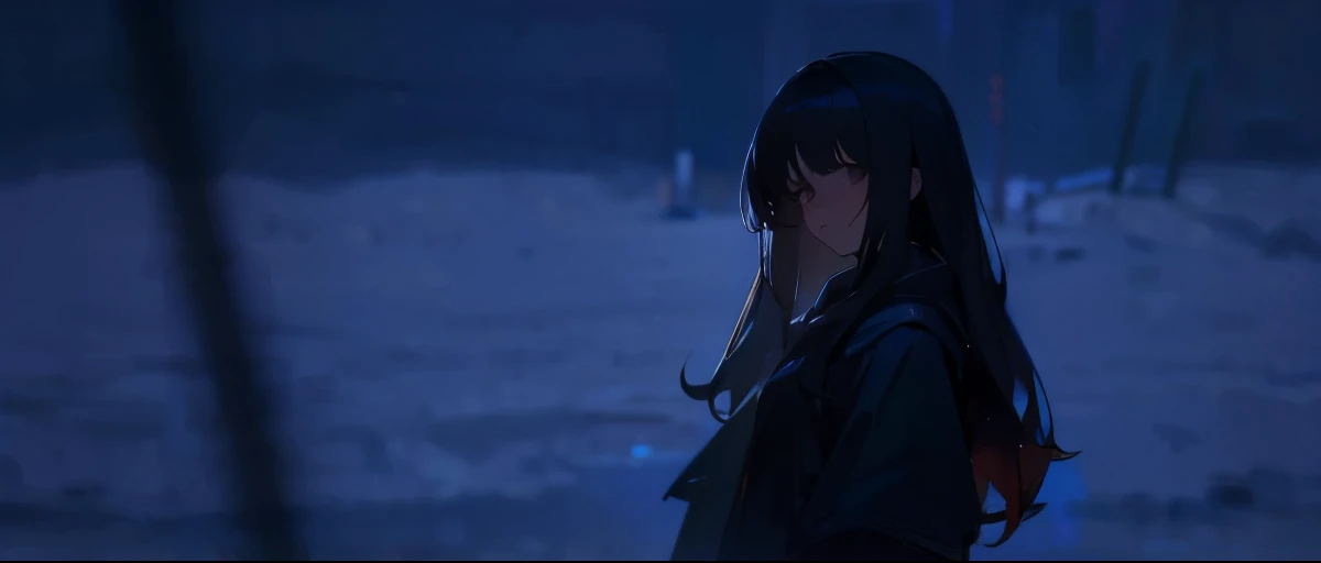 A dark-haired girl looking melancholy into the camera