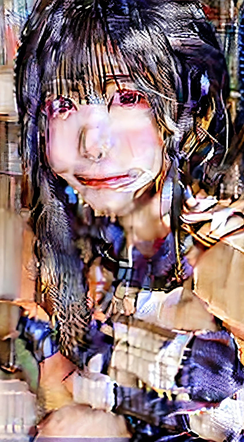 Girl 24 yrs, shoulder length hair, purple pink, bangs, smile, orgasm, White teeth, clean eyes, beautiful, sweet, Japanese ethnicity, waiters, , sitting pose, open your thighs, kneel, masturbation, labiaed vagina, lubrication mucus, crowded location.
