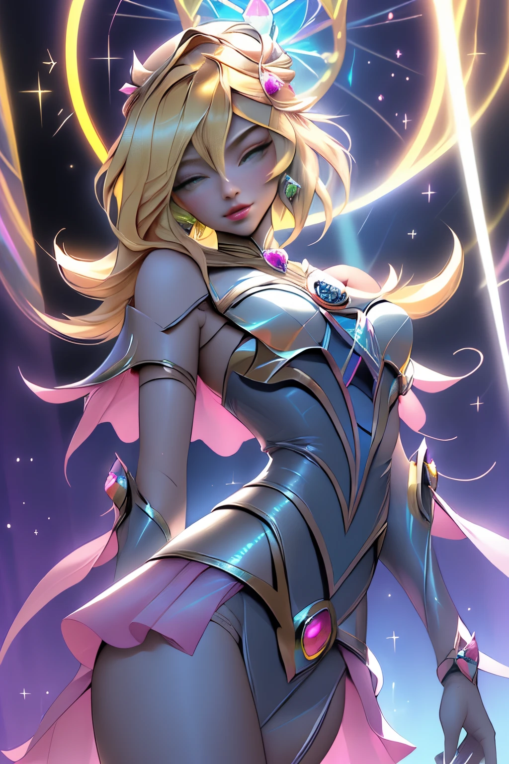 ((La mejor calidad)), ((Obra maestra)), ((realista)), retrato, dark magician gils.
1girl, celestial, Deidad, diosa, light particles, halo, Mirando al espectador,
(bioluminiscente:0.95), Vibrante, Colorido, Color, (resplandeciente, resplandecer),
(beautiful composition), cinematic lighting, intrincado, (Symmetrical:0.5), Caprichoso,