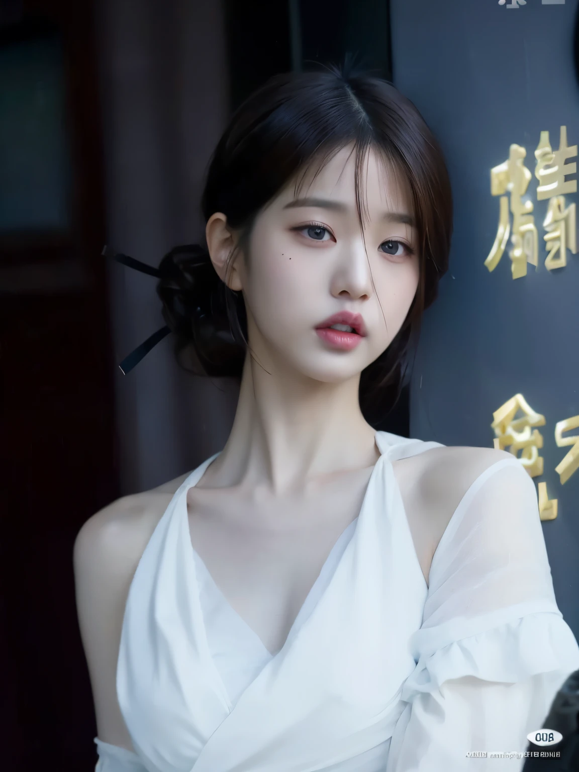 Un primer plano de una mujer con un vestido blanco posando para una foto, Hermosa modelo china, Ruan Jia hermoso!, dilraba dilmurat, inspirado por Ma Yuanyu, inspirado por Ai Xuan, inspirado por Tang Yifen, Cai Xukun, inspirado por Huang Ji, inspirado por Zhang Yan, Xintong Chen, Sha Xi