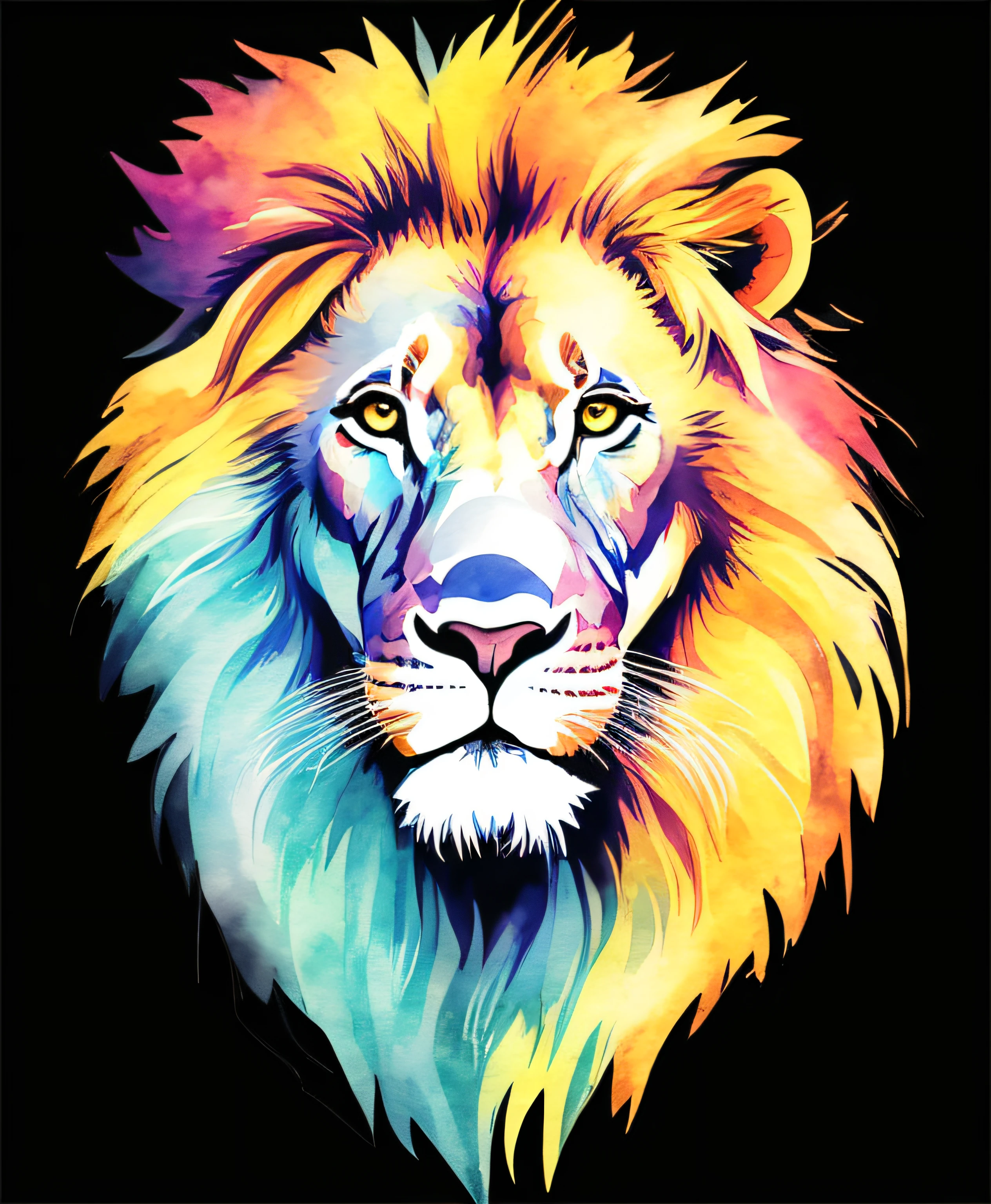 brightly colored lion on black background with watercolor effect, lion head, wallpaper 4 k, wallpaper 4k, prideful look, painted in gray and orange water colors, lion, colorful hd picure, beautiful art uhd 4 k, half lion, fierce expression 4k, with the mane of a lion, amoled wallpaper, digital art animal photo, amazing wallpaper