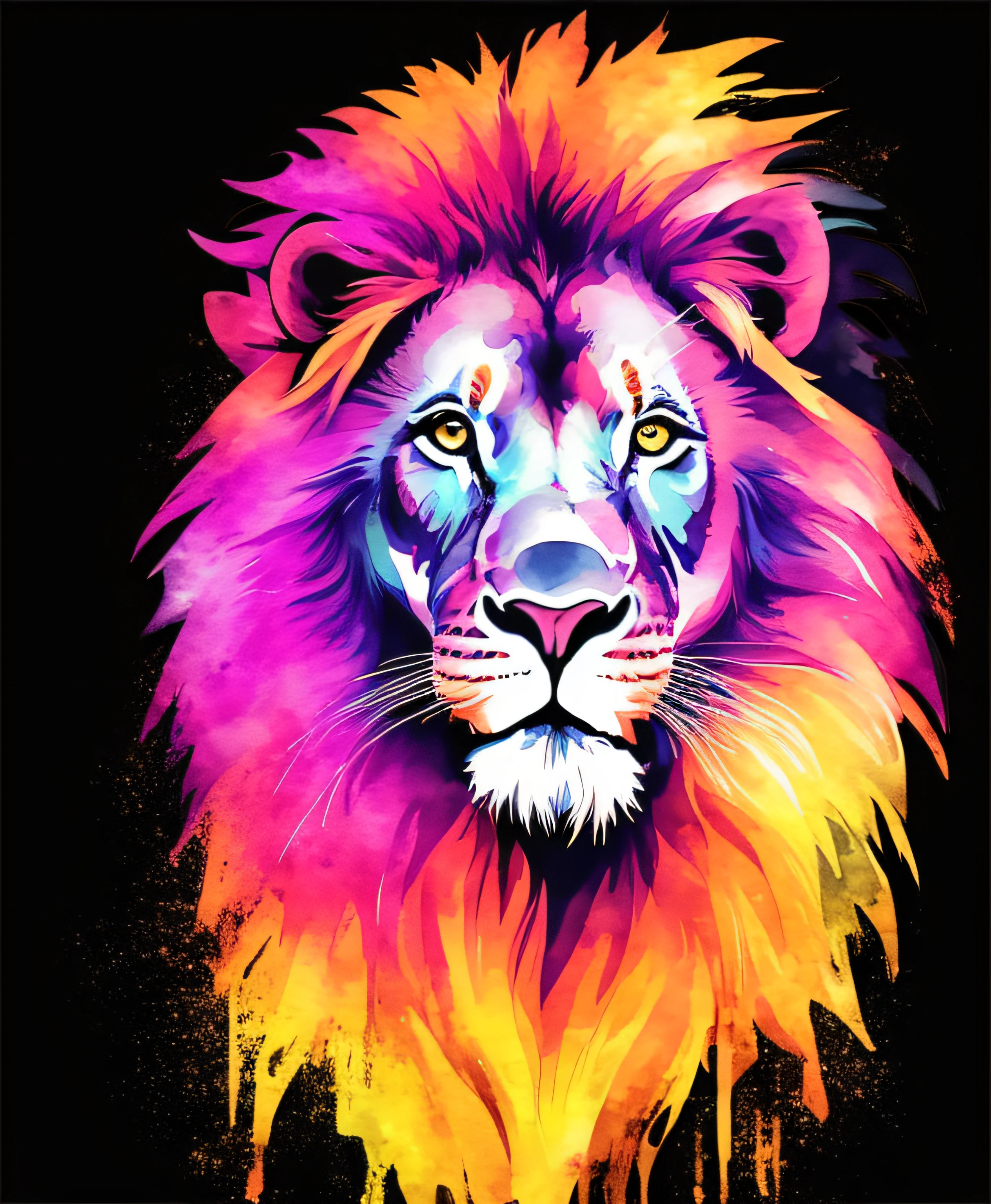 brightly colored lion on black background with watercolor effect, lion head, wallpaper 4 k, wallpaper 4k, prideful look, painted in gray and orange water colors, lion, colorful hd picure, beautiful art uhd 4 k, half lion, fierce expression 4k, with the mane of a lion, amoled wallpaper, digital art animal photo, amazing wallpaper