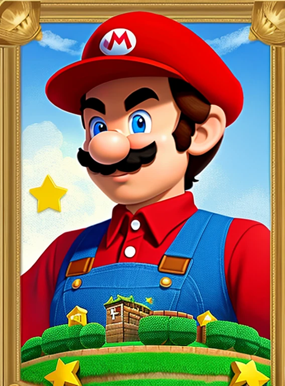 Cria um retrato do pai do super Mario com base nessa foto