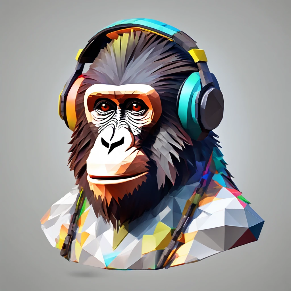 (best quality,ultra-detailed),(realistic,photorealistic:1.37),Monkey Deejay , crypto money, super detailed monkey face, vibrant colors, dynamic lighting, DJ turntable, headphones, music notes, energetic atmosphere, futuristic style.