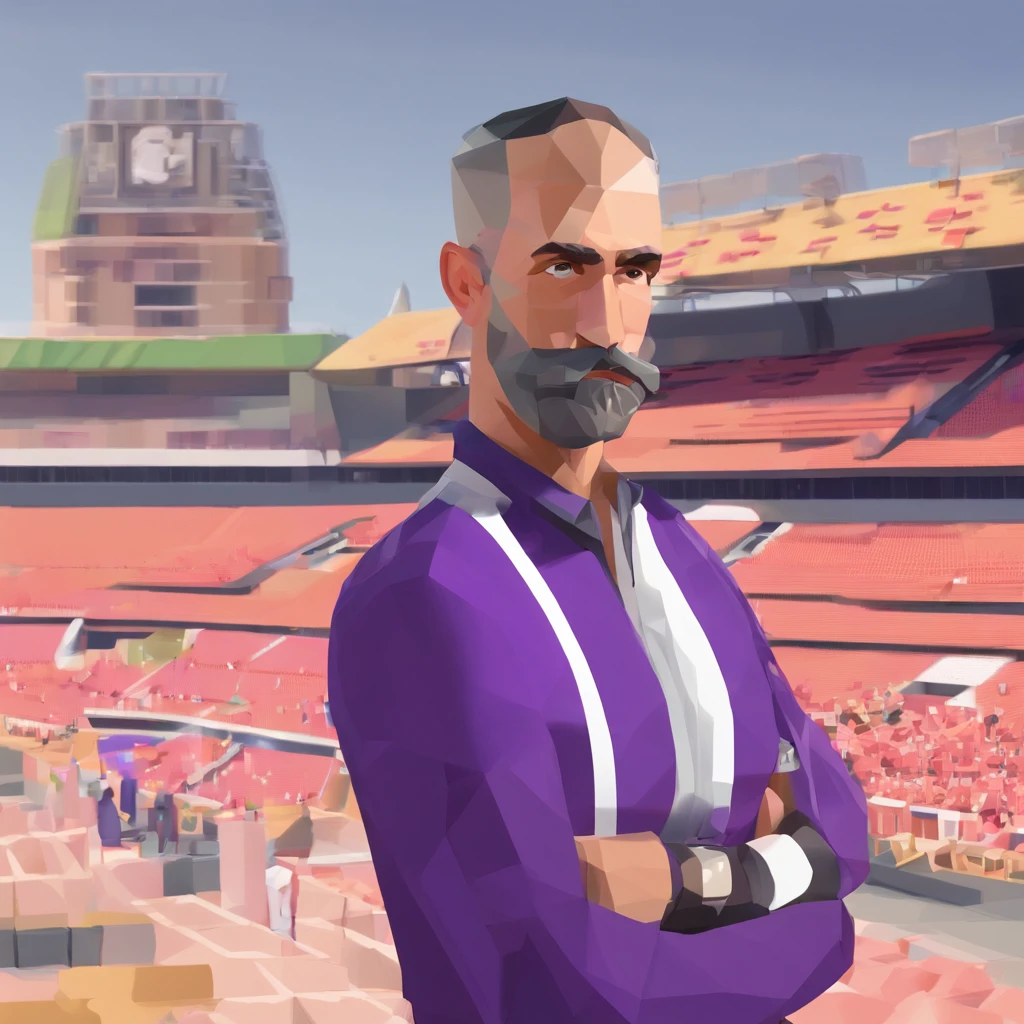 (best quality, highres, masterpiece:1.2), ultra-detailed, realistic:1.37, HDR, studio lighting, extreme detail description, professional, vivid colors, bokeh, portraits, football coach, football manager, football trainer, soccer, 1 guy, bald hair, facial pilosity, beard, 35 years old, purple and white clothes, close-up
Note: The prompt generated for each theme will be unique. The above prompt is an example generated for the given theme.