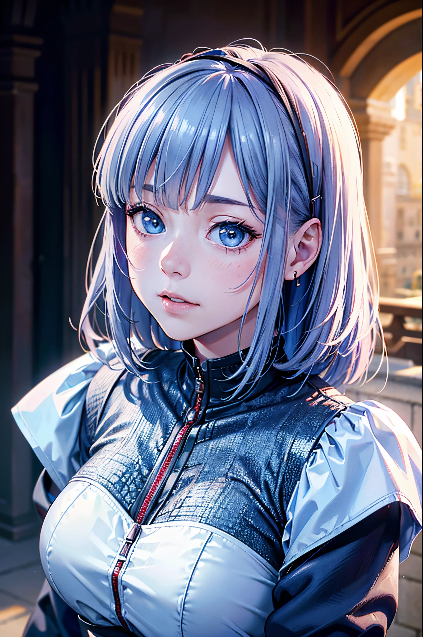 Princess, ,Cinematic, movie, Grain film, castle, (2023s)1girl in, Realistic , (8K, Raw photo, Best Quality, masutepiece:1.2), (Realistic, Photorealsitic:1.33), Best Quality, Detailed eyes are blue, Cute,Natural lighting, depth of fields, Film grain, Wrinkled skin, sharp,