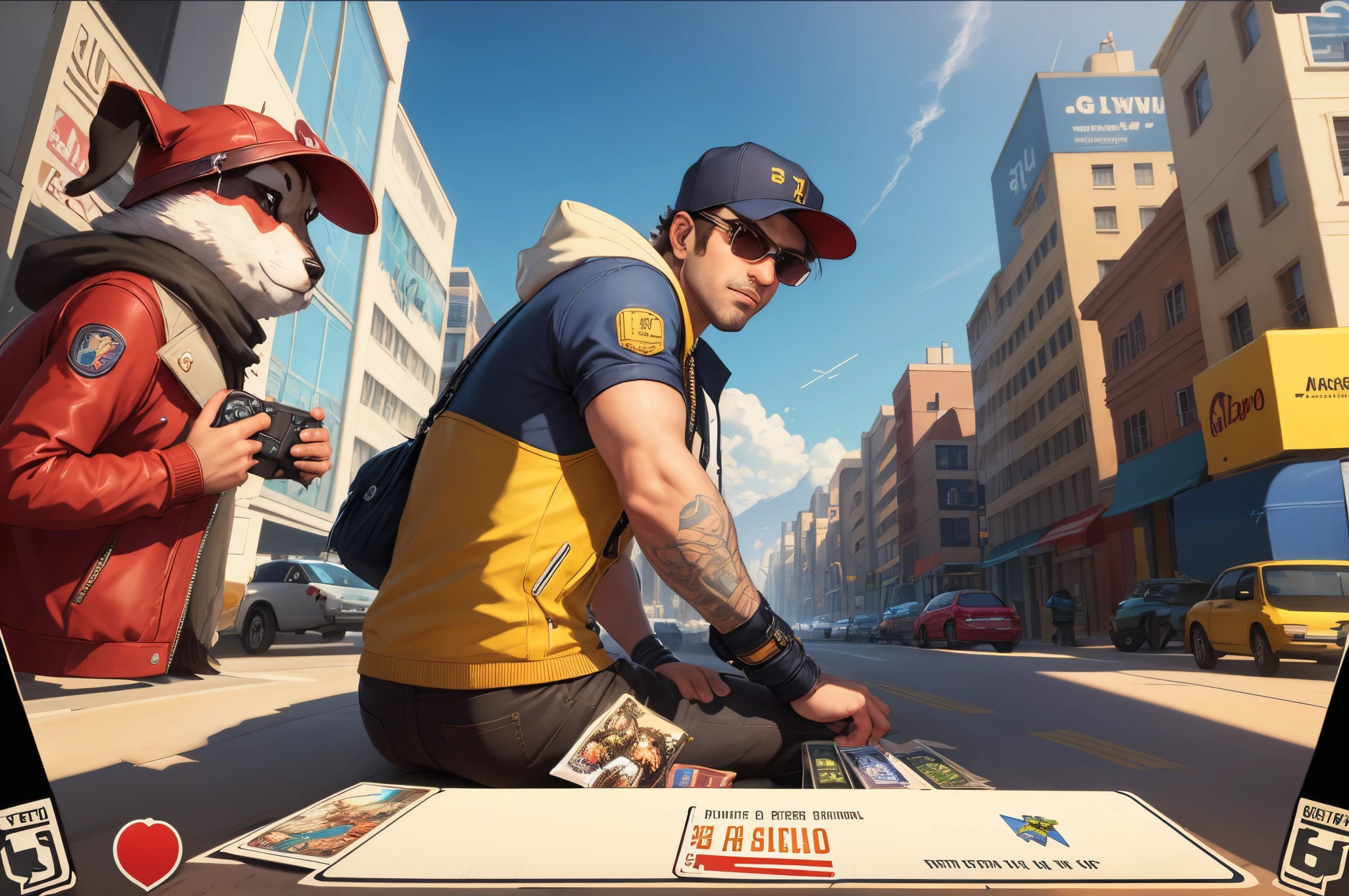 Peux-tu me créer une carte de jeux vidéo vu du ciel assez réel du style GTA