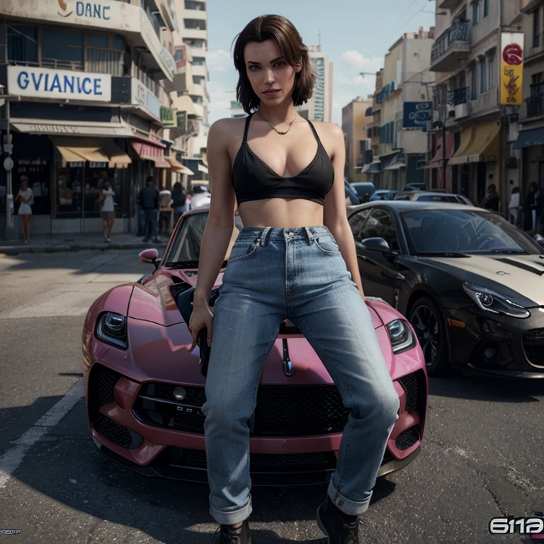 Crée-moi une dizaine d'images type jeux vidéo GTA mais dans le futur avec tes modèles de voiture quasiment existante dans la ville de Vice City aux États-Unis