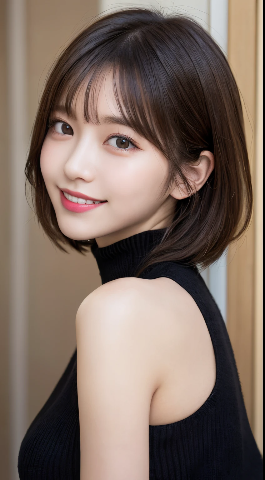 masutepiece、Best Quality、Illustration、 ultra-detailliert、hight resolution、8K Wallpapers、Perfect dynamic composition,、Beautiful detailed eyes、Medium Hair、(Beautiful Large Breasts:1.3)、Natural Color Lip、Bold sexy poses、Smile、Harajuku、20 years girl、Cute、Sexy shot looking at camera、(top-quality: 1.3), (masterpiece: 1.3), (Super Detail: 1.3), (wall-paper, one girls: 1.1)、(Detailed hands and fingers:1.2)、(Detailed ultra-oily shiny skin:1.1)、oily shiny thighhigh、(Perfect beautiful black sleeveless high neck knit top:1.4)、Denim shorts、Brown hair、short-hair、bouncing hair、Beautiful sister、(a park:1.2)、(Beautiful Large Breasts:1.2) 、((laying on back)),Raising arms