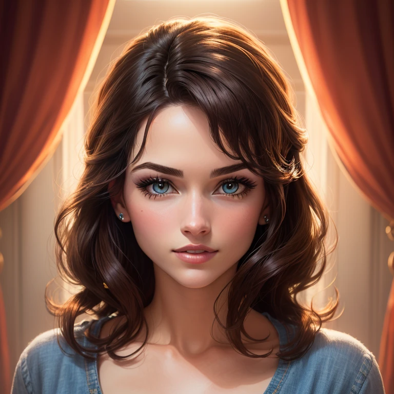 Rosto de mulher Disney Pixar realista morena cabelo cachado