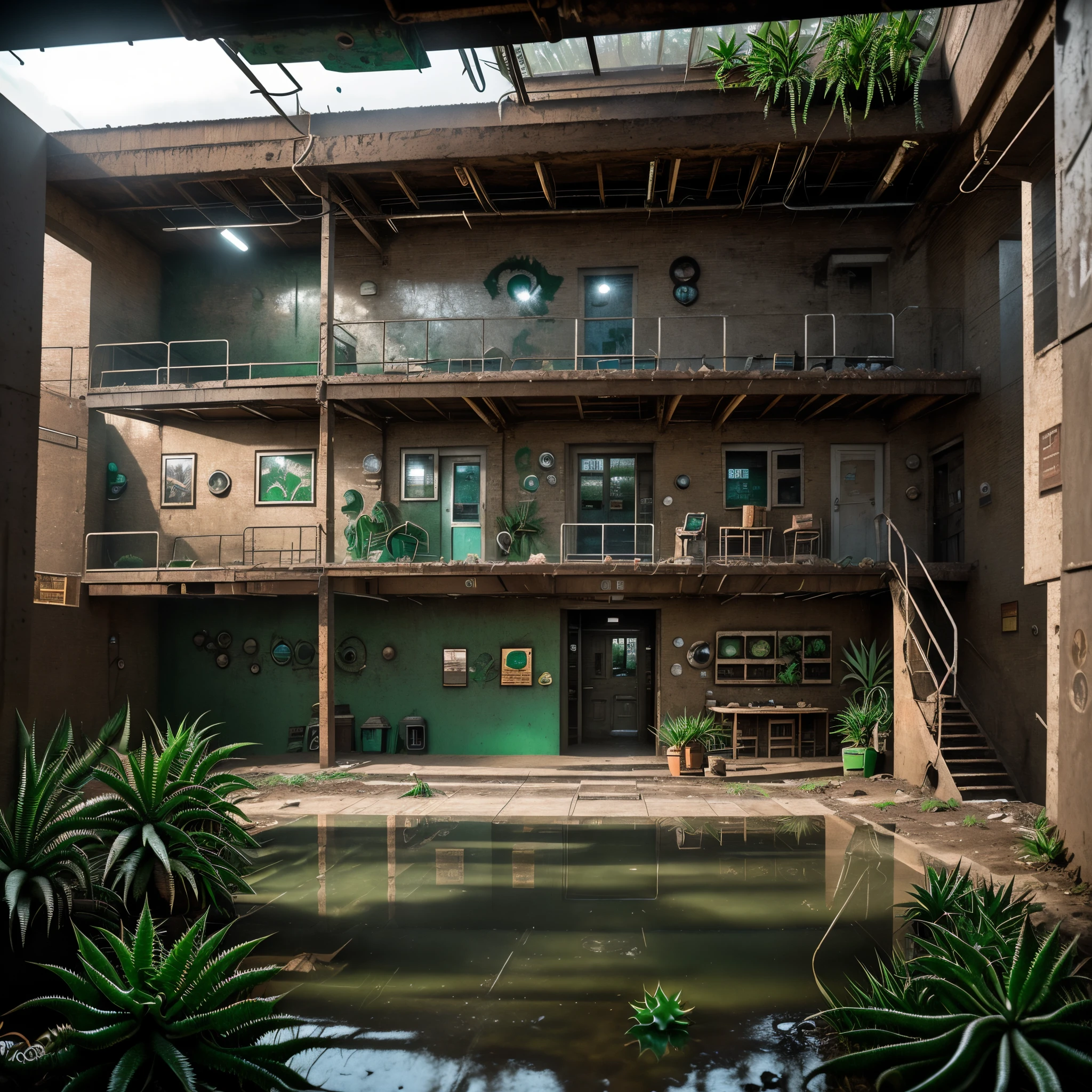 An abandoned post-apocalypse shelter in the jungle