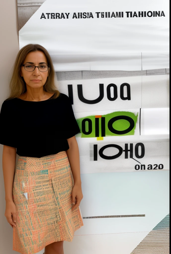 woman standing in front of a poster with a torn piece of paper, by Almeida Júnior, by Nándor Katona, inspired by Maria Helena Vieira da Silva, by Rodolfo Amoedo, by Ceferí Olivé, looks like fabiula nascimento, inspired by Almeida Júnior