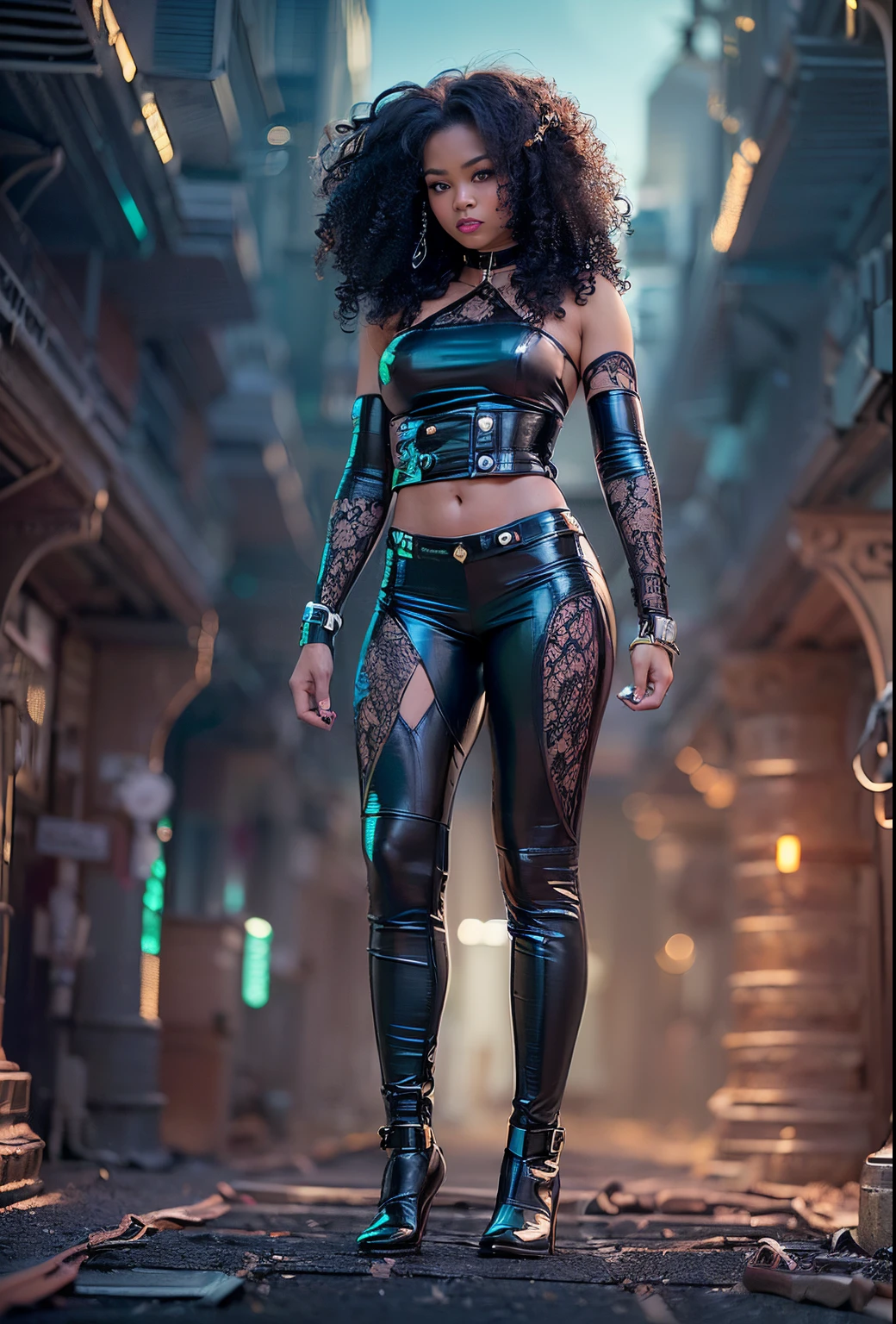 ((21-year-old))), black girl, (((light skin))), (((full body pose))), (((long curly black hair))), (((wearing see through sheer dress, pantyhose, and heels))), (((submissive girl))), (((metal choker))), (((post apocalyptic scene, fire, death))), dark fantasy, (((thigh gap with cameltoe))), Rich, Deep Colours, (intricate details:0.9), (HDR, hyper-detailing:1.2), (natural skin textures, hyper realisitc, glistening skin, soft light, Sharp),