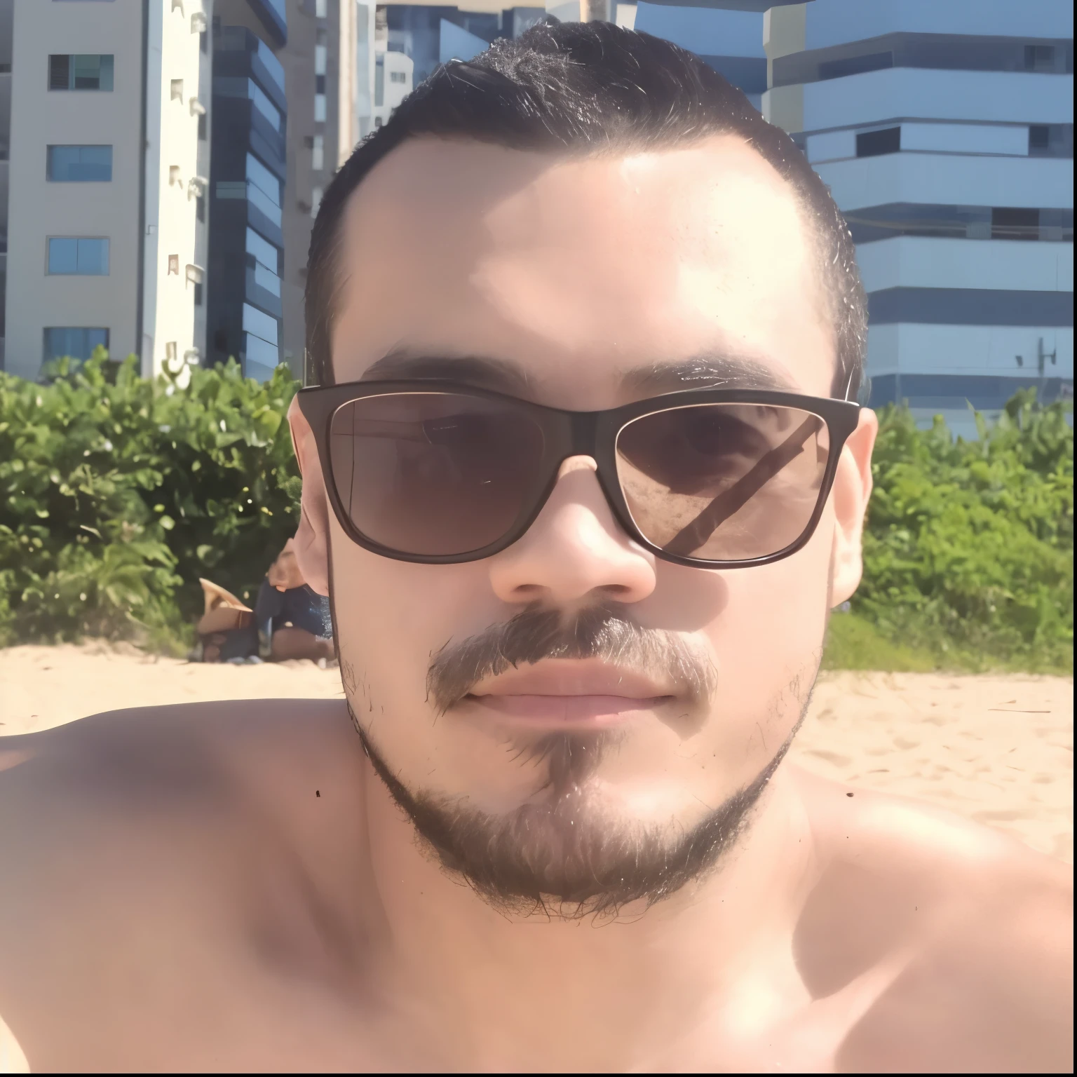 man with beard and sunglasses on the beach, caio santos, inspired by Antônio Parreiras, em uma praia ensolarada, cerca de 3 5 anos, em uma praia, na praia, (38 anos), na praia, icaro carvalho, 2 8 anos, 3 2 anos, Msxotto