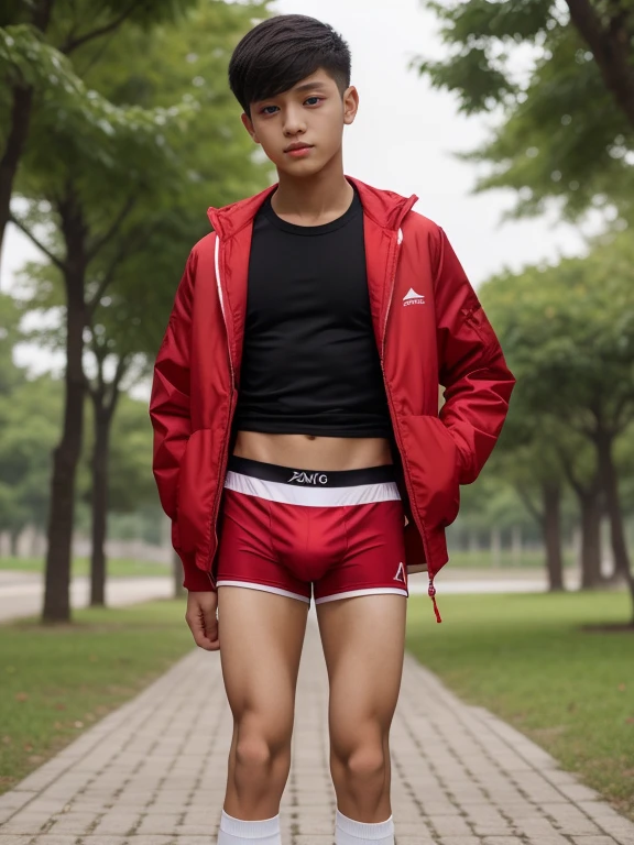 teenagers , young , light-skin , wearing an dark red sexy underwear, tmasterpiece,k hd,the feet,Transparent sports vest,semi transparent,black long socks,The barefoot , red colour , handsome and cute , extreme cute boy , white skin , dark red underwear boxers shorts , extremely tall and cute boy ,oppa model , handsome model , full body , dark red boxers underwears short shorts , black socks , white light-skin , Chinese model , young boy , white skin , handsome and extremely cute , red boxers underwear shorts , long black socks , handsome model , at the park , jogging , model oppa , long legs , jogging , running , high knee black socks ,black long socks , stand up , extremely tall , extremely high , red underwears , red sports underwear , long black socks , clean and white legs , Chinese model , extremely long legs , looking at the camera , clean and white thigh , heavy bulge , kid face , baby face , wearing jacket