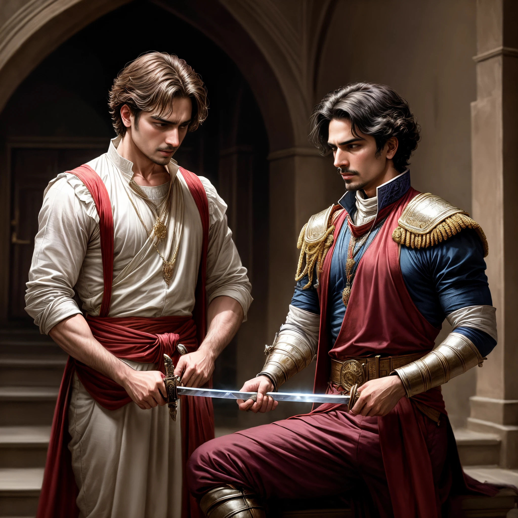 Prince hamlet accidentally killing his father with a sword.