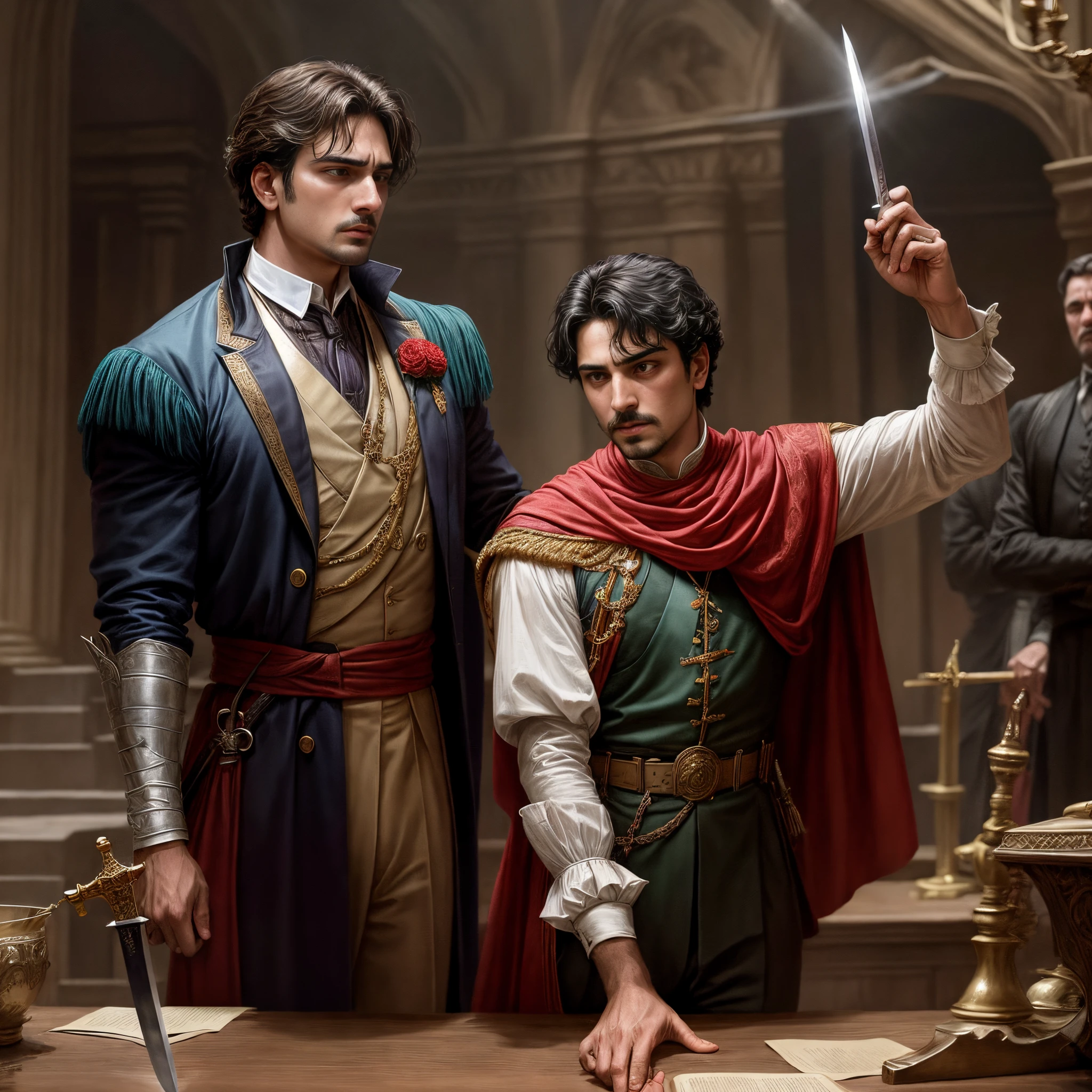 Prince hamlet accidentally killing his father with a sword.