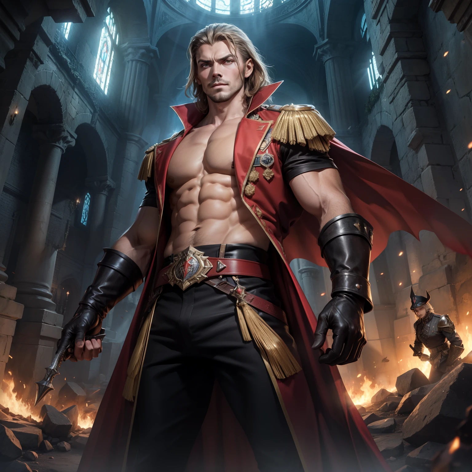 Castlevania Scènes de bataille Seigneur de l'ombre aux cheveux longs blancs rouges yeux de cristal brillants Hyper réaliste Super Détaillé Seigneur légendaire Dracula dirigeant des troupes armée de démons pour combattre les détails tranchants Cinématiques Epic Légendaire Hyper Réaliste Super Détaillé Super Réaliste Visages Super Détaillé Poses Hommes musclés Scène centrale