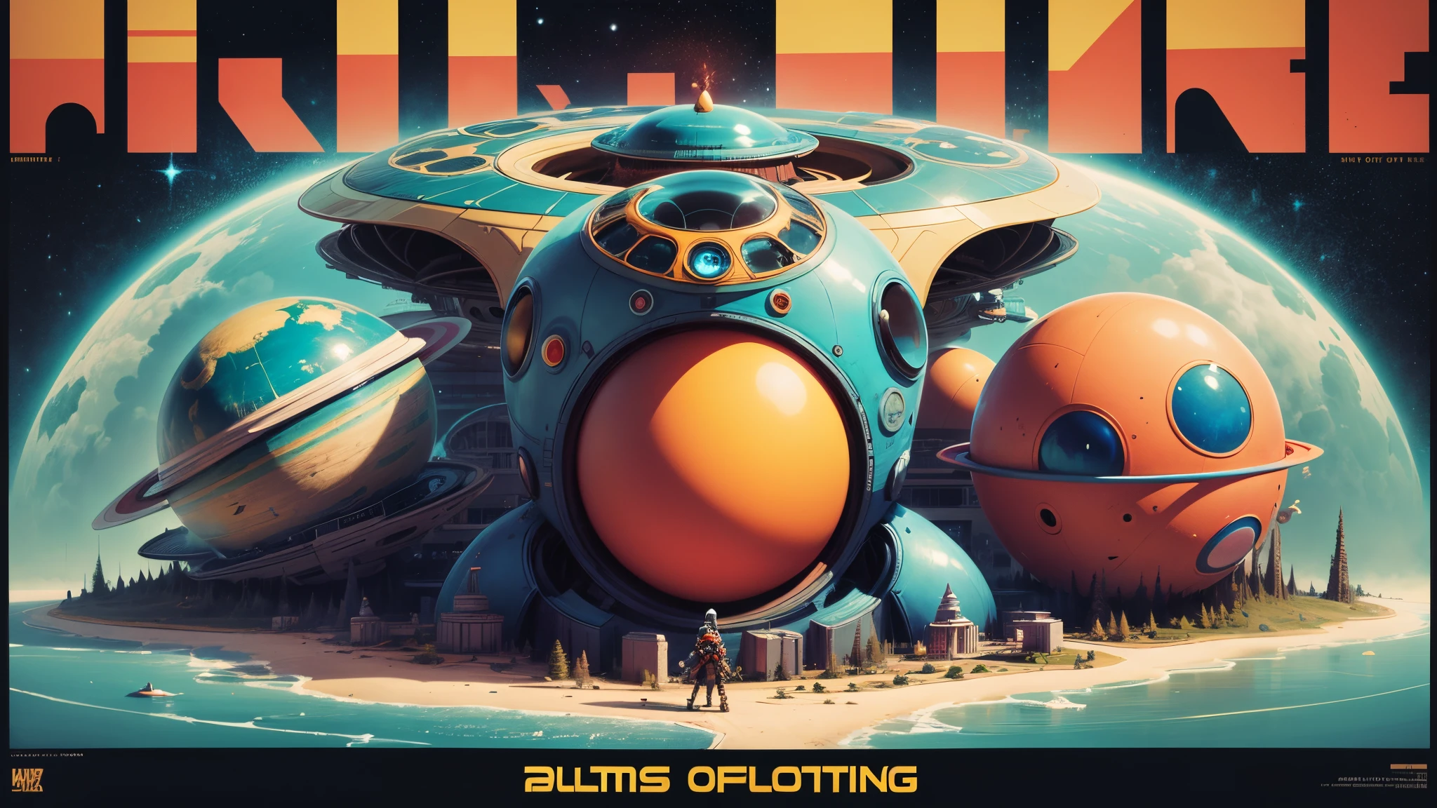 cinema poster. colorful planets, friendly aliens, spaceship, ready for exploration, young adventurers, cartoon style --auto --s2